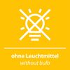 Symbol "ohne Leuchtmittel" auf gelbem Hintergrund.