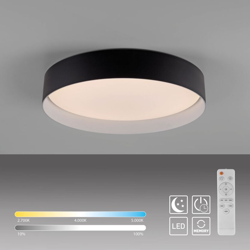 LED-Deckenleuchte 'Tavoli' schwarz 1-flammig Ø 39 cm