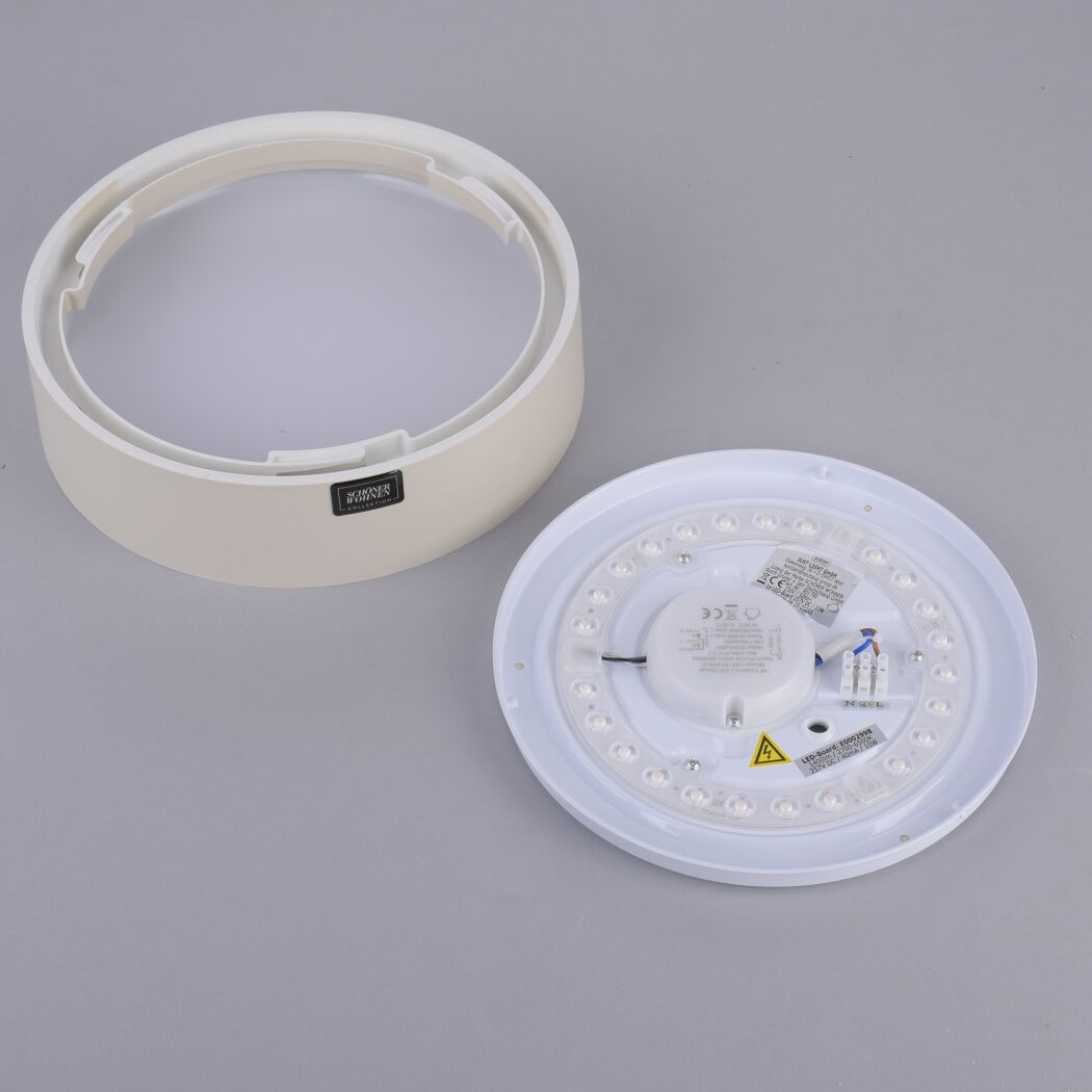 LED-Deckenleuchte Tavoli zerlegt, mit LEDs und Gehäuse