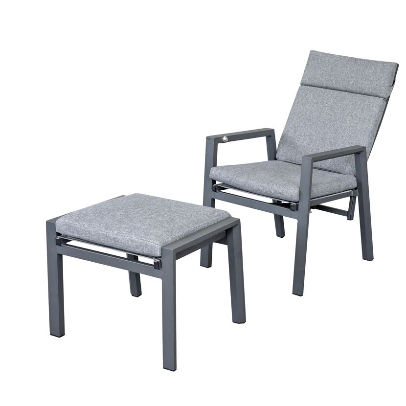 Gartenstuhlset 'Romina' Aluminium schwarz 2-teilig
