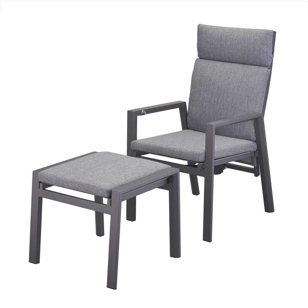 Gartenstuhlset 'Romina' Aluminium schwarz 2-teilig