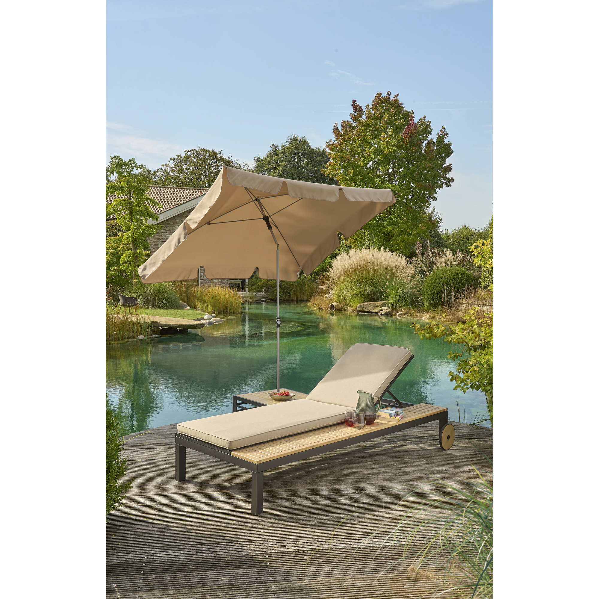 Sonnenliege 'Carina' braun/beige 208 x 40 x 89 cm