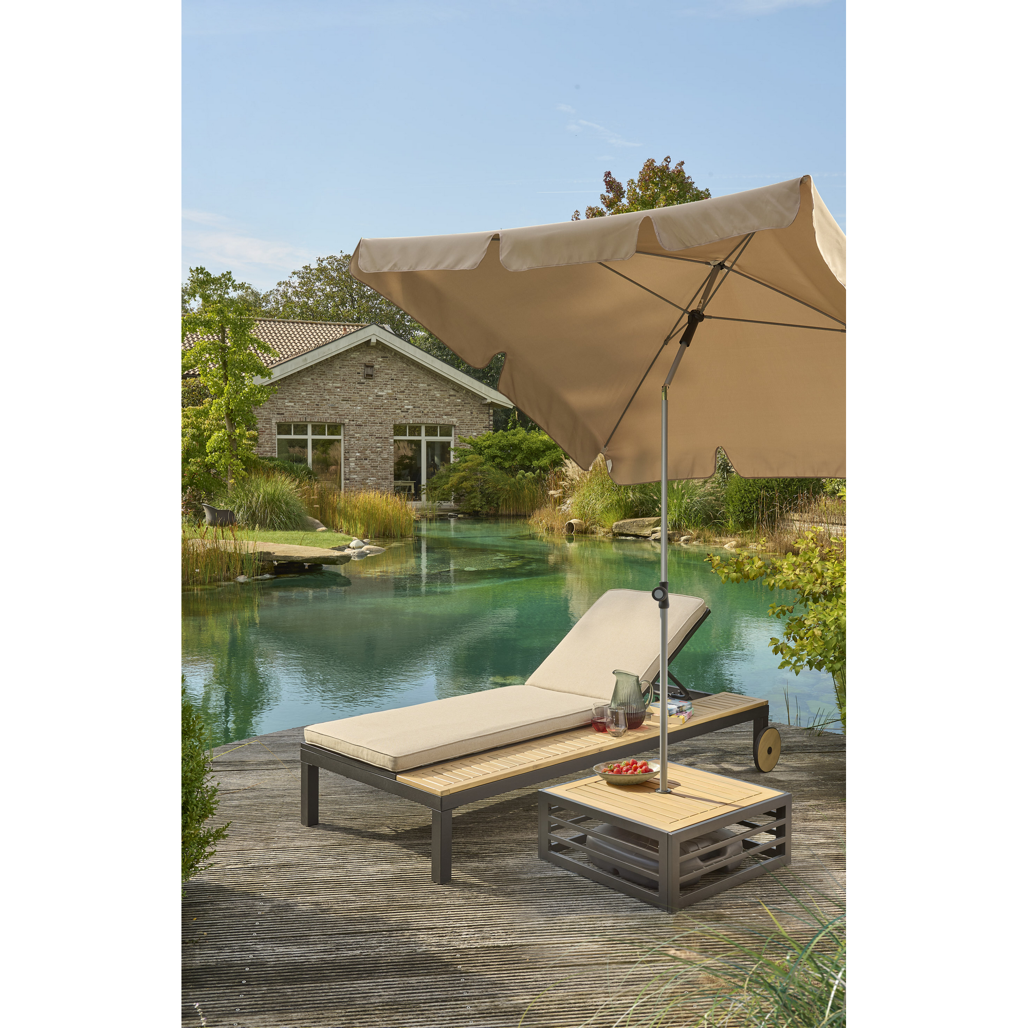 Sonnenschirmständer-Abdeckung 'Carina' Stahl/Holz 60 x 25 x 60 cm