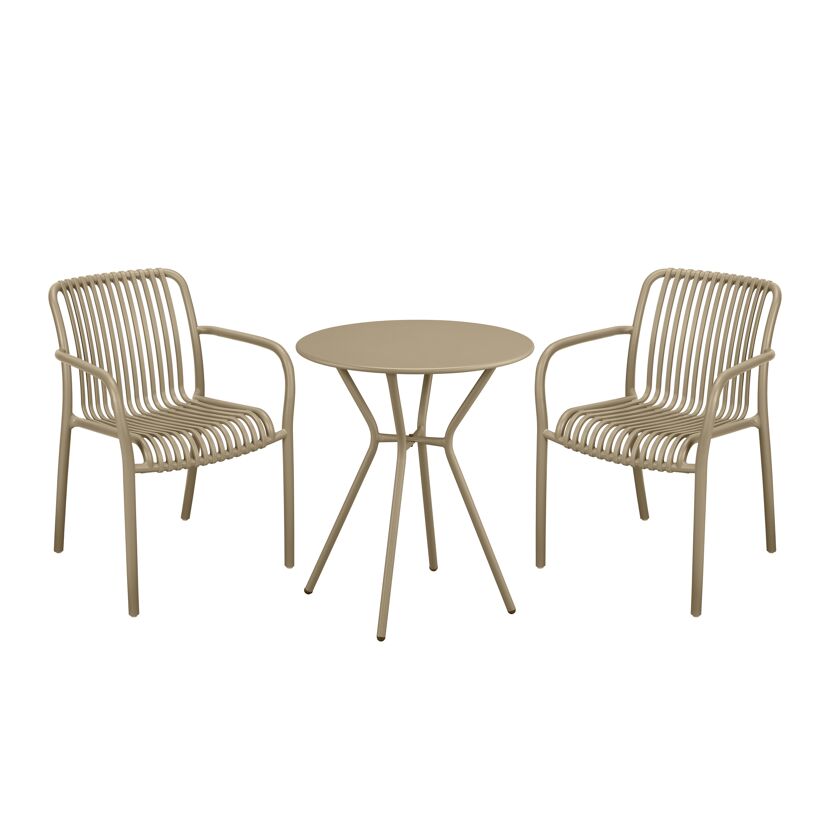 Gartenstuhl 'Frida' stapelbar Kunststoff beige 53 x 81 x 55 cm
