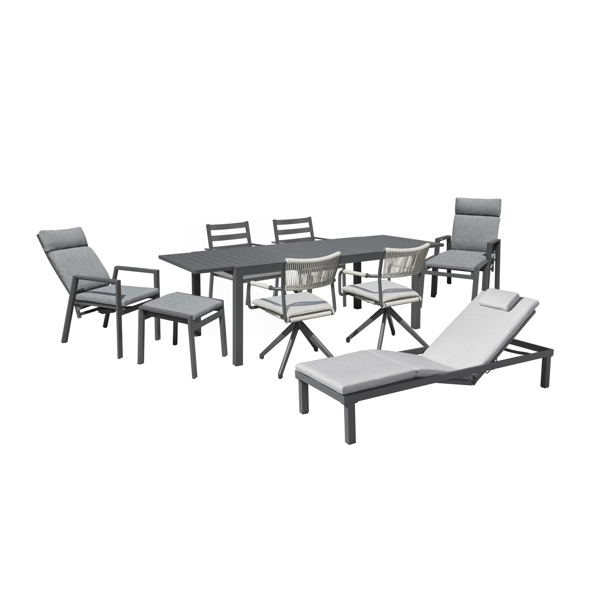 Sonnenliege 'Romina' grau 67,5 x 32 x 200 cm