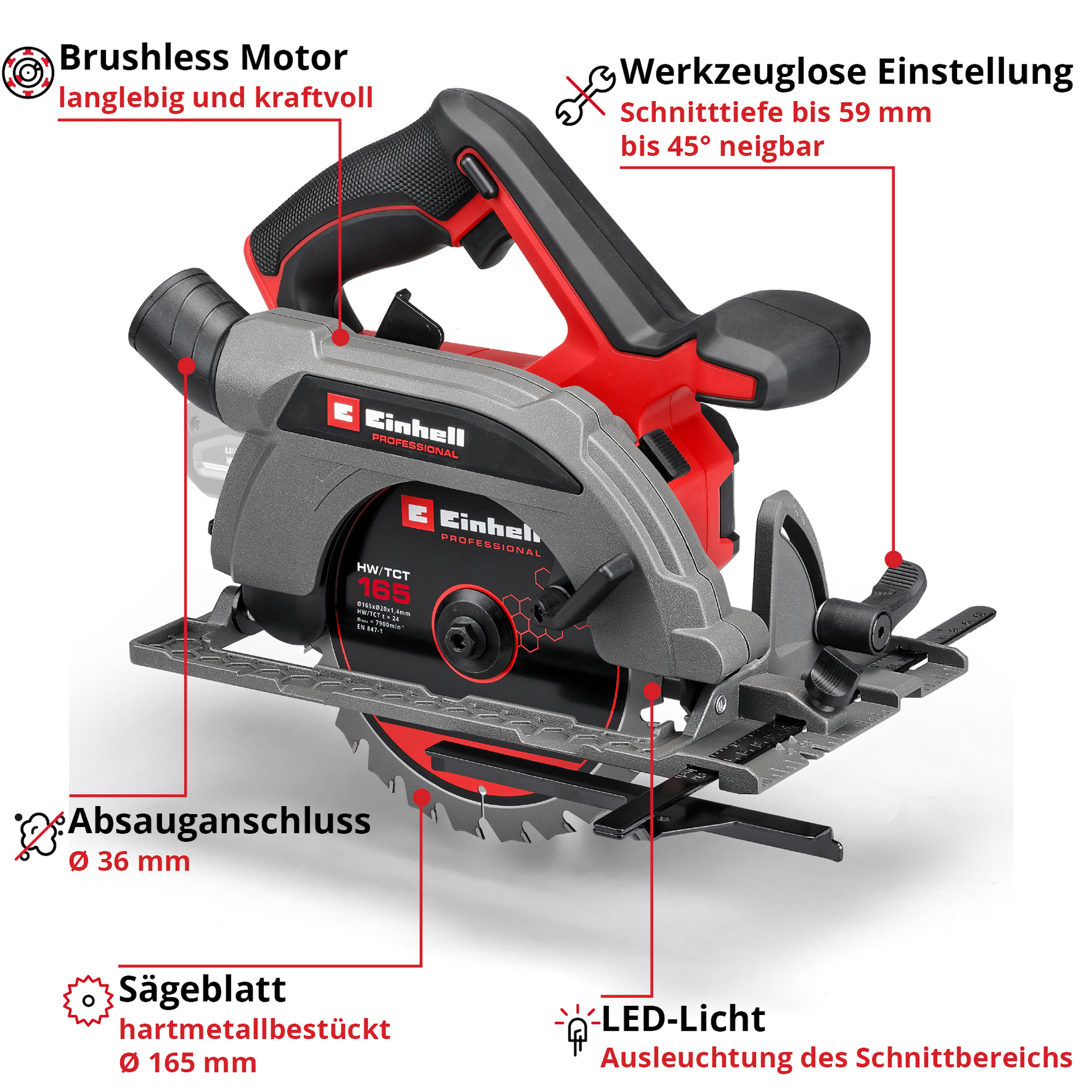 Akku-Handkreissäge 'TP-CS 18/165 Li BL - Solo' ohne Akku