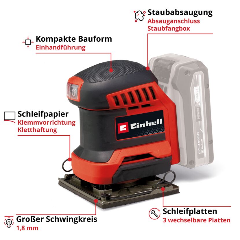 Akku-Faustschleifer 'TE-OS 18/113 3X  Li - Solo' ohne Akku