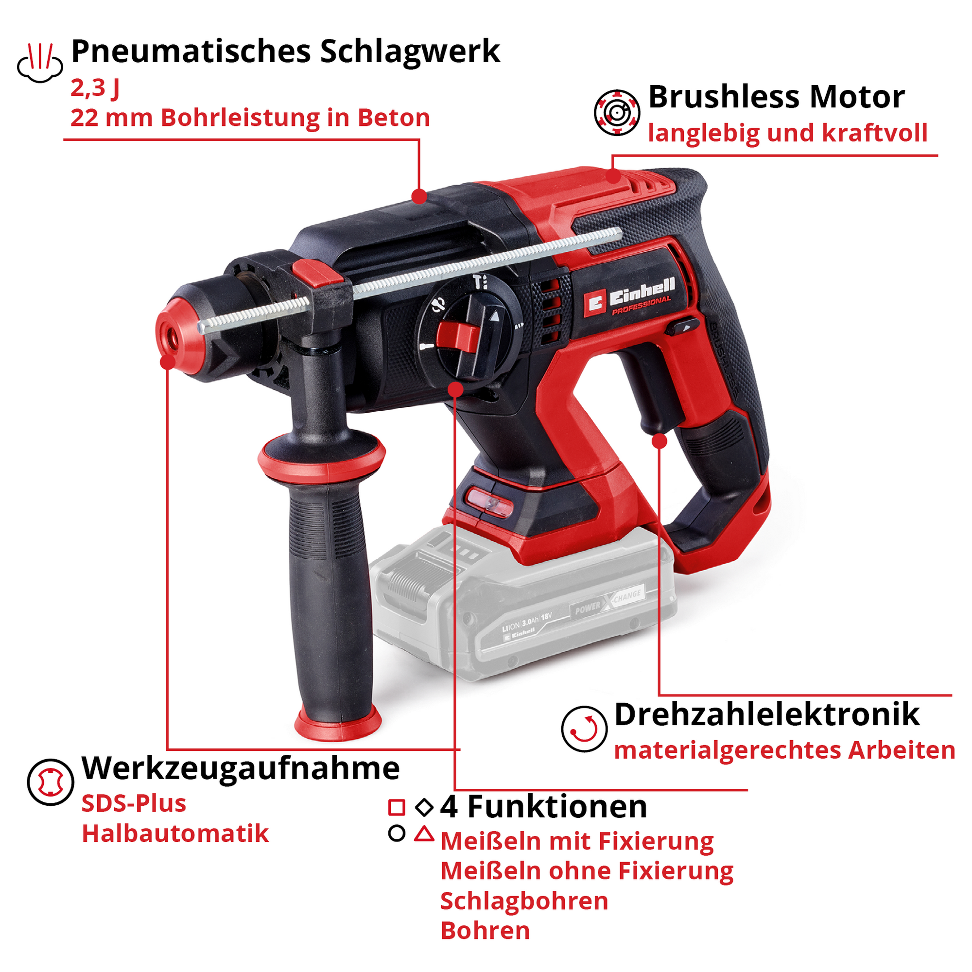 Akku-Bohrhammer 'TP-HD 18/22 D Li BL - Solo' 18 V ohne Akku