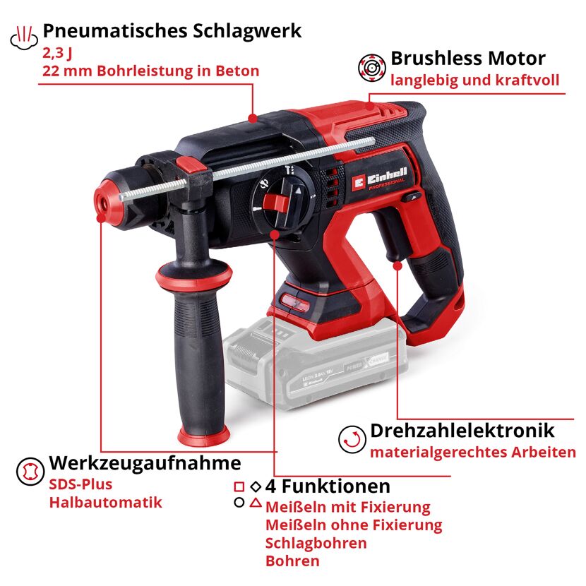 Akku-Bohrhammer 'TP-HD 18/22 D Li BL - Solo' 18 V ohne Akku