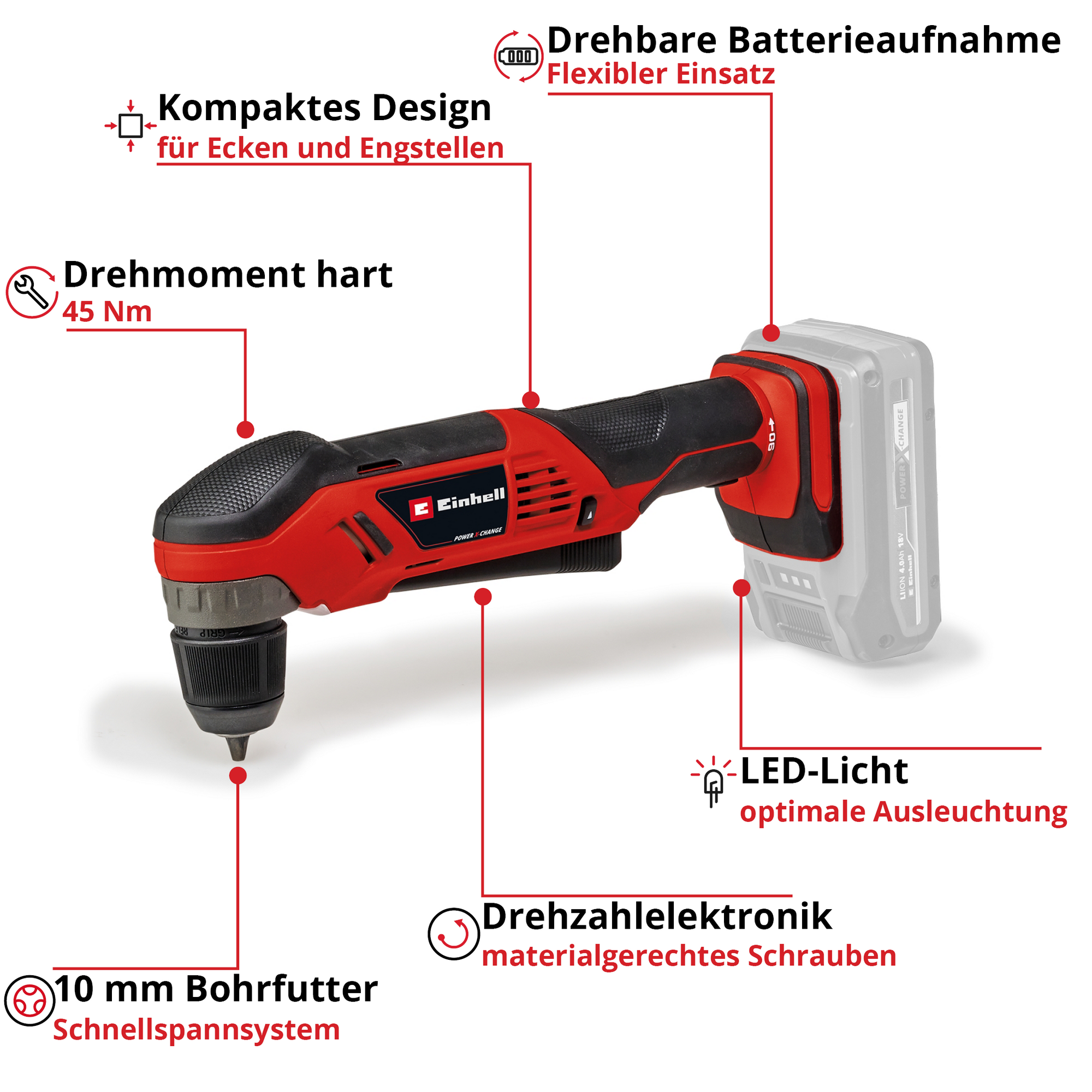 Akku-Winkelbohrmaschine 'TE-AD 18 Li - Solo' 18 V ohne Akku