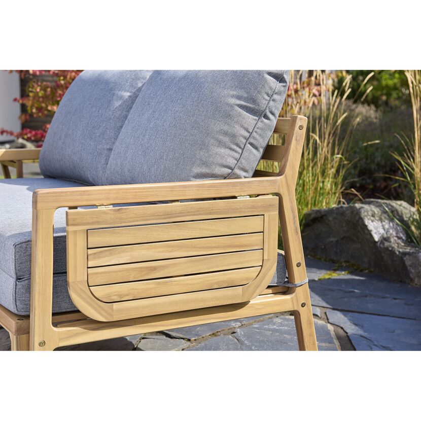 Multifunktionssofa 'Tessa' 2-Sitzer Akazienholz braun/grau 130/176 x 73 x 80/139,5 cm