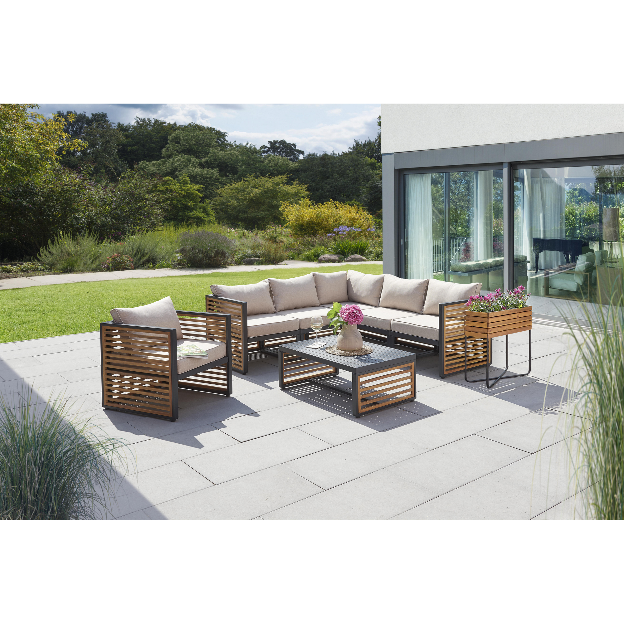 Lounge-Set 'Livia' braun/beige 6-teilig