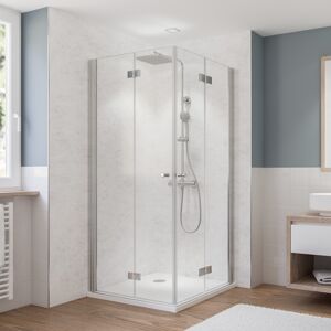 Eckeinstieg 'Fara 5' mit Drehfalttür silber 90 x 90 cm