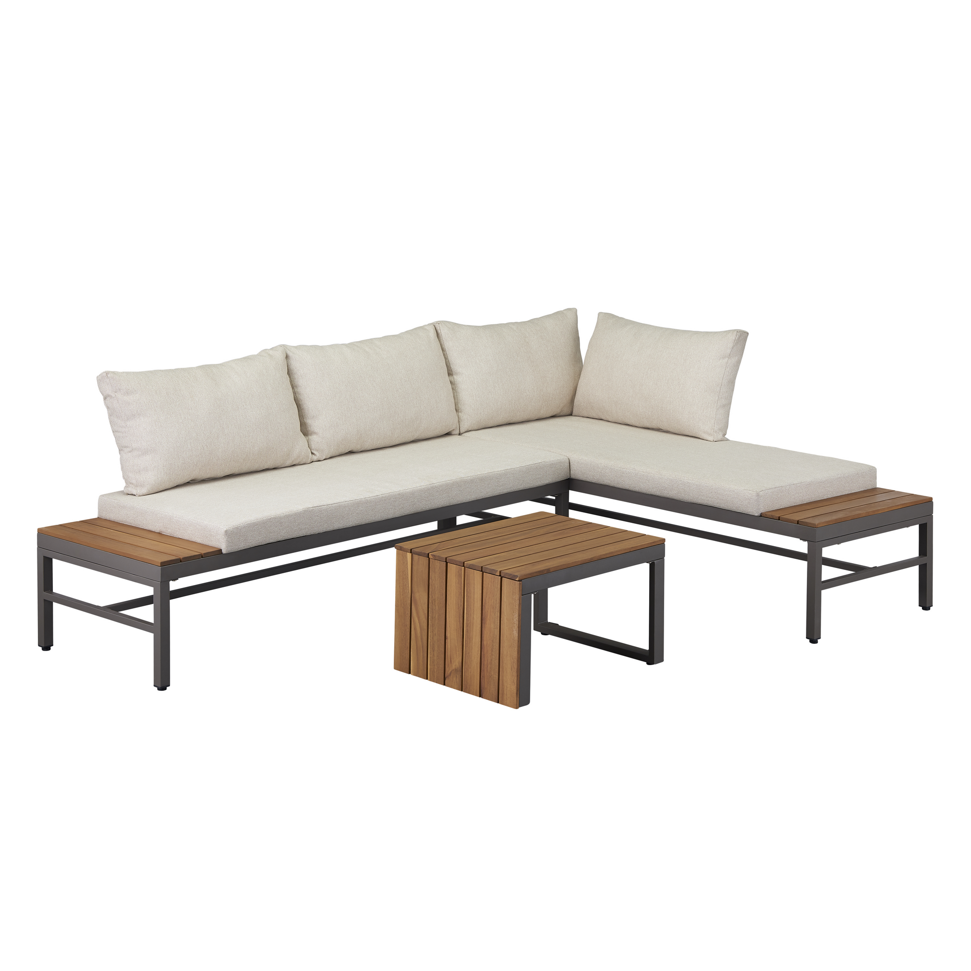 Lounge-Set 'Claudi' beige/braun 3-teilig