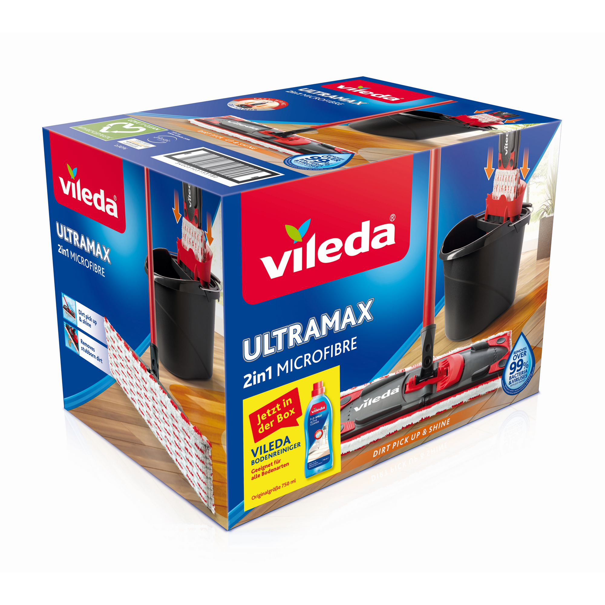 Bodenwischer-Set 'Ultramax' 2in1 Microfaser inkl. Reinigungsmittel