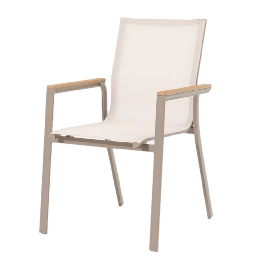 Gartenstuhl 'Mia' stapelbar Aluminium taupe 59 x 90 x 62 cm
