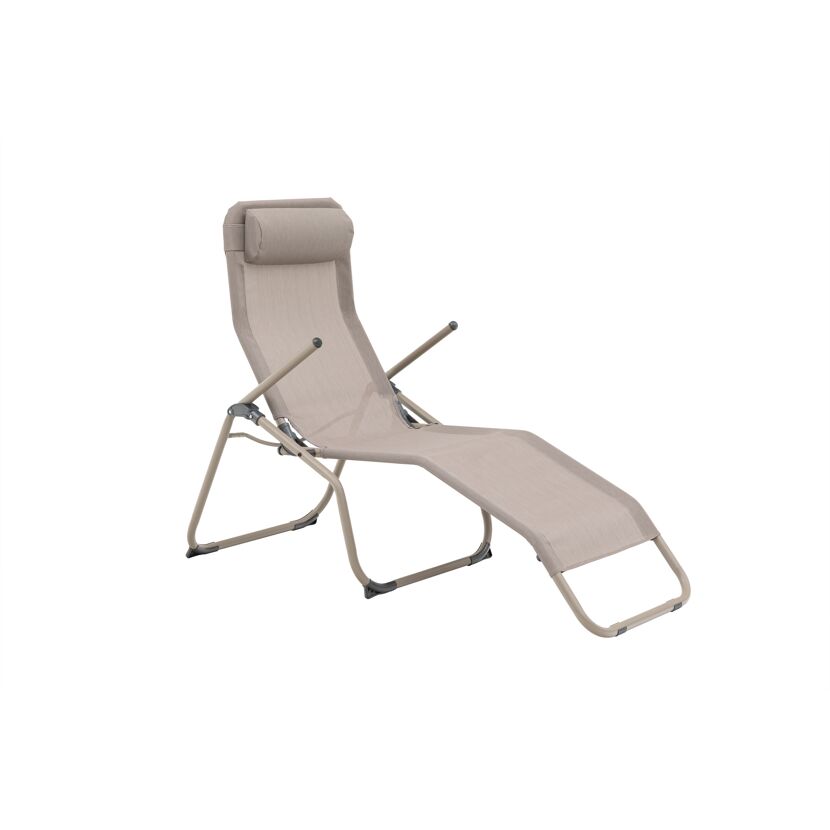 Liegestuhl klappbar beige 152 x 66 x 112 cm