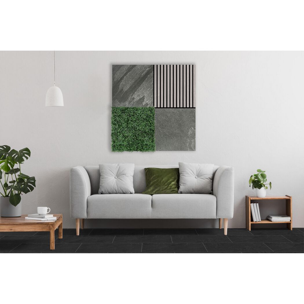 Wandpaneel 'Modular Wall 11300A Grey Slate Stone' grau 52 x 52 cm