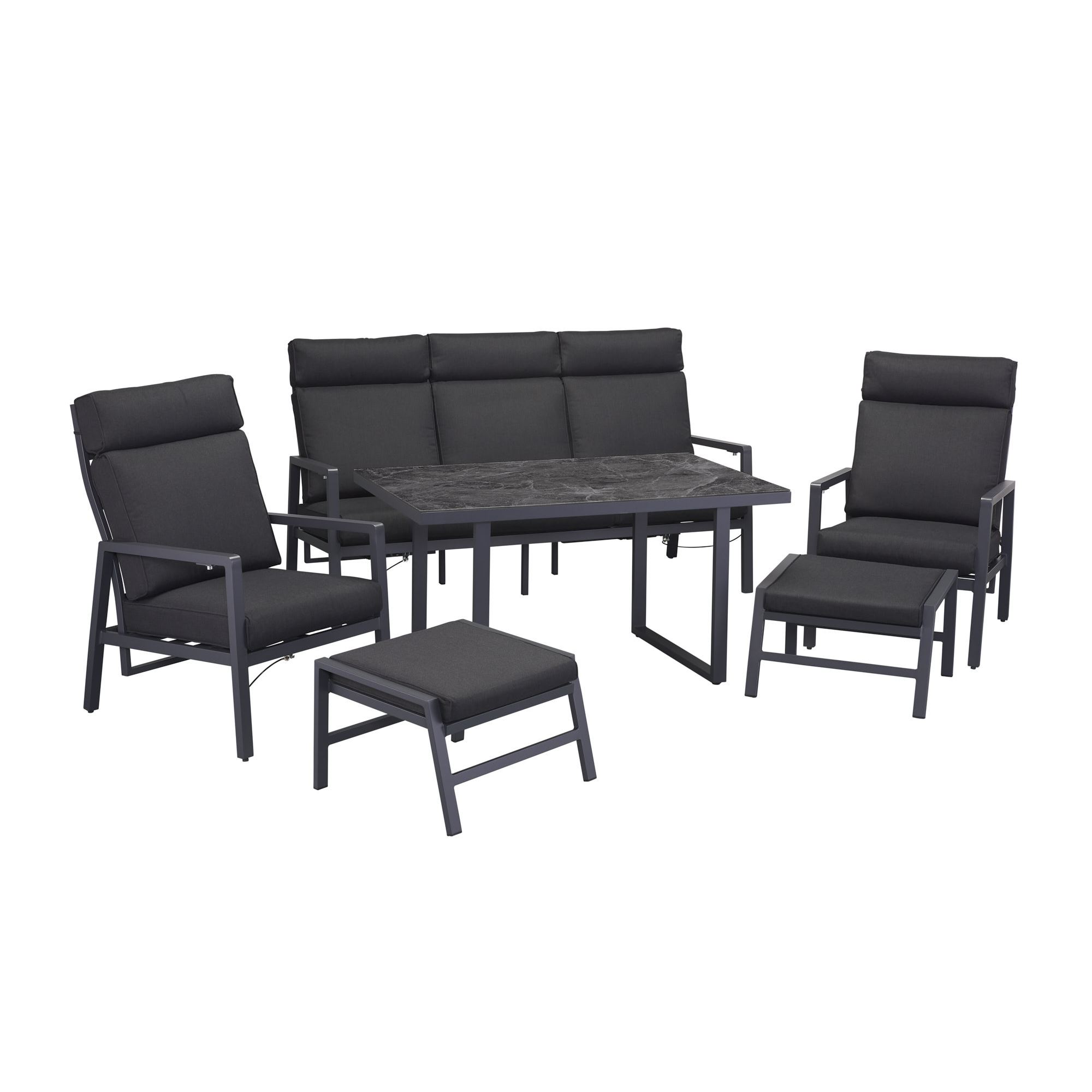 Gartenmoebel-Set 'Yara' anthrazit 6-teilig