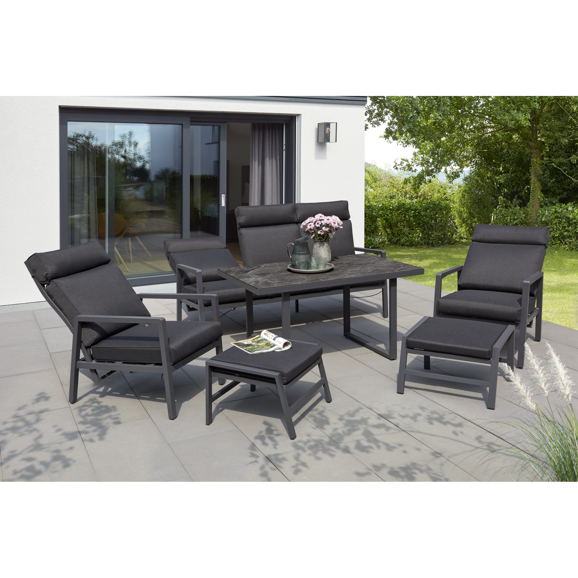 Gartenmoebel-Set 'Yara' anthrazit 6-teilig
