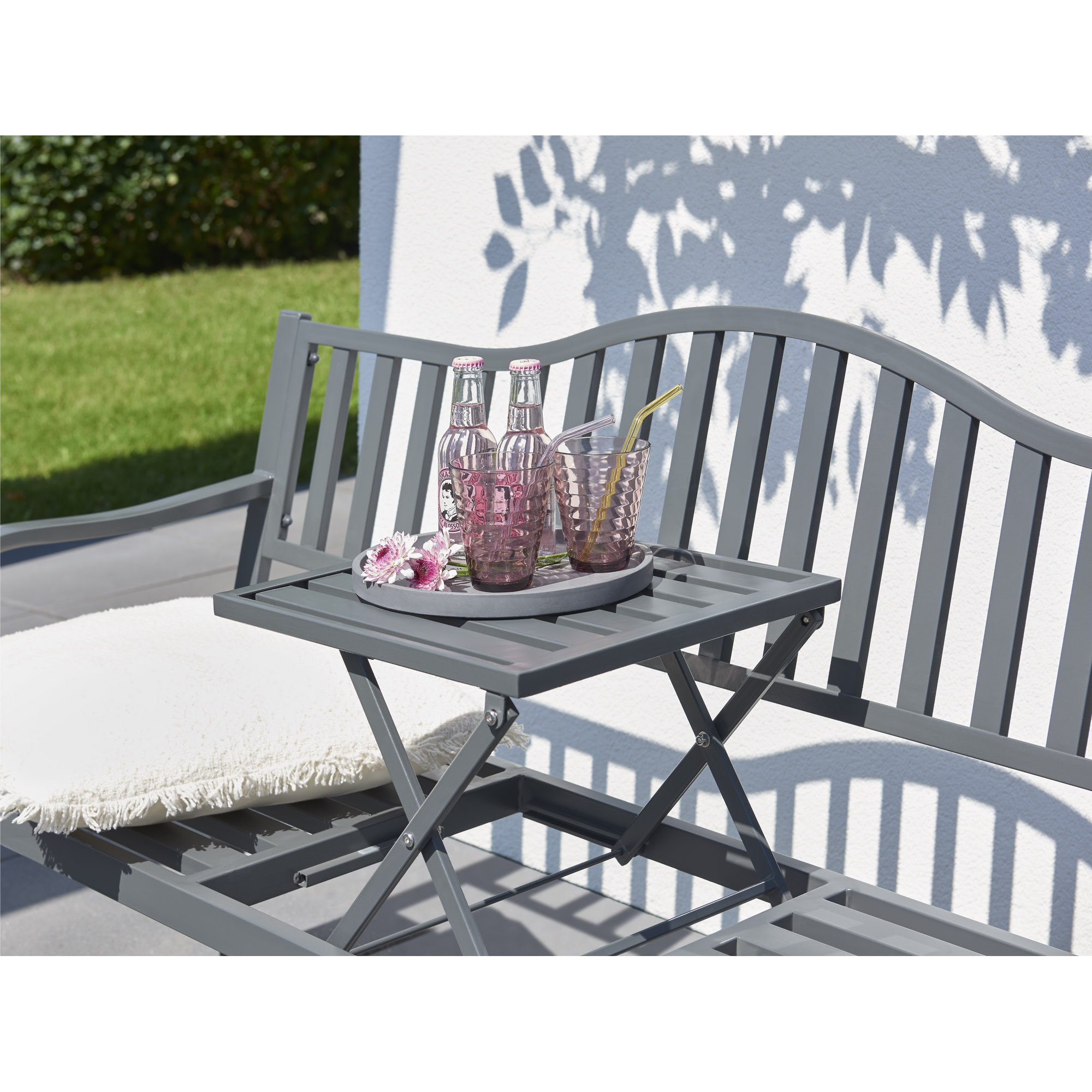 Gartenbank 'Birte' anthrazit 150 x 89 x 60 cm