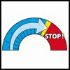 Gefahrenanzeige mit STOP-Bereich und Pfeil.