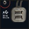 Zwei USB DC Anschlüsse mit 5V 1A und 5V 2.1A.