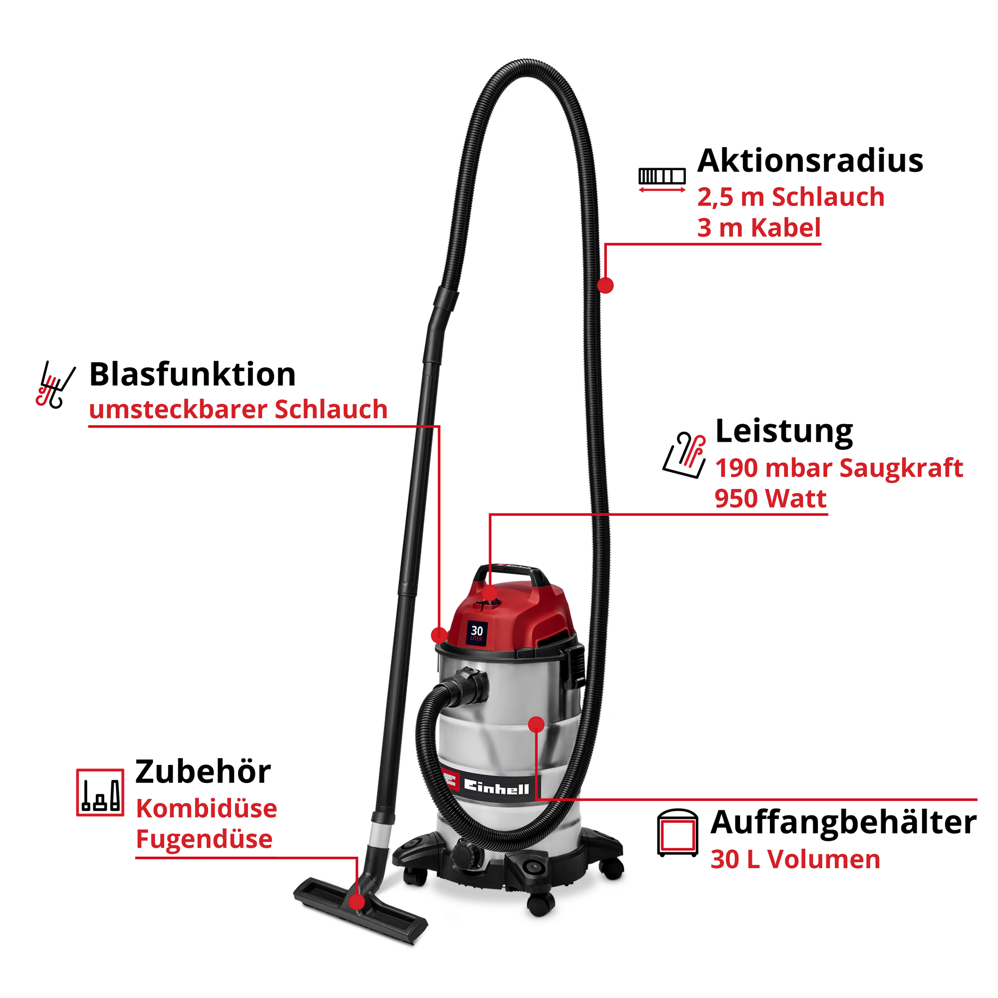 Nass-Trockensauger 'TC-VC 3055 S' 950 W