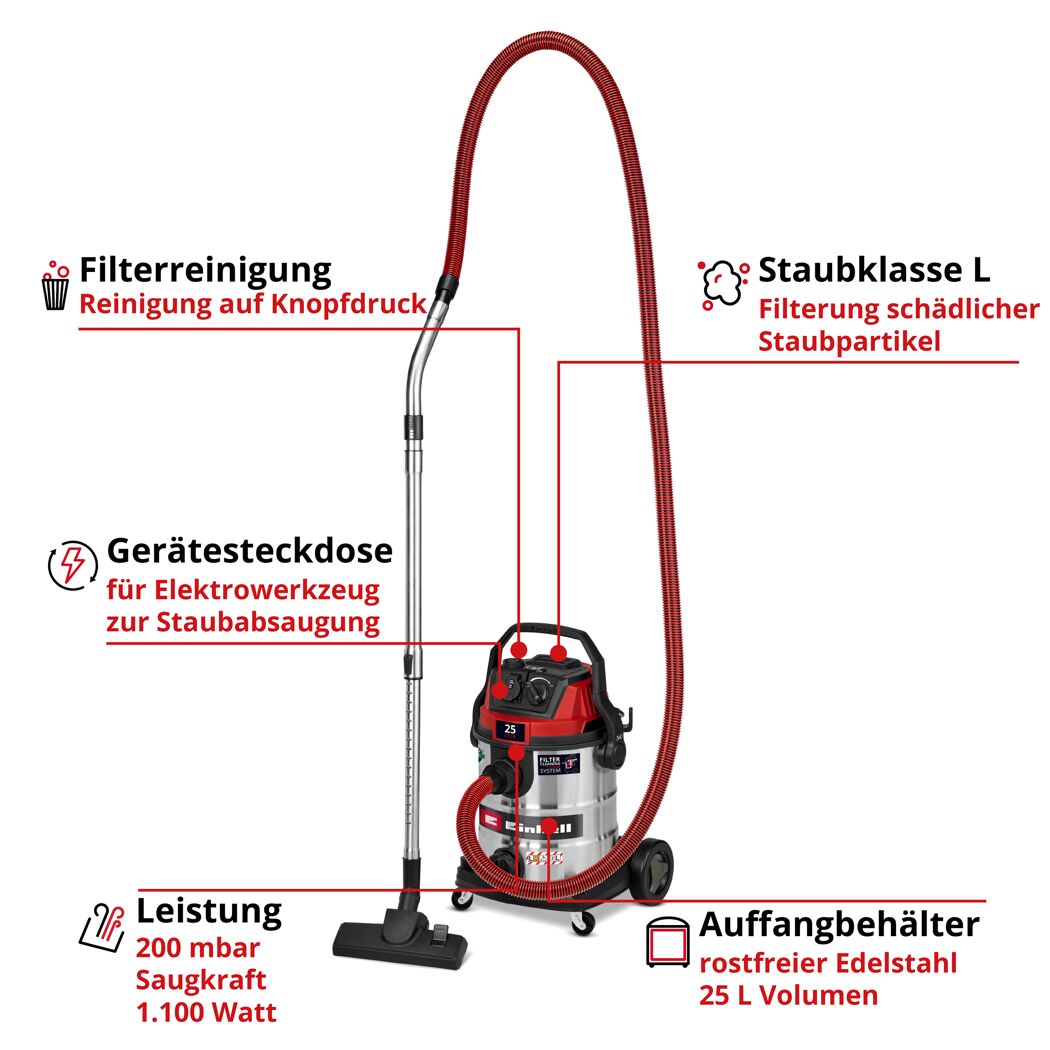 Nass-Trockensauger 'TE-VC 2580 SACL' 1100 W