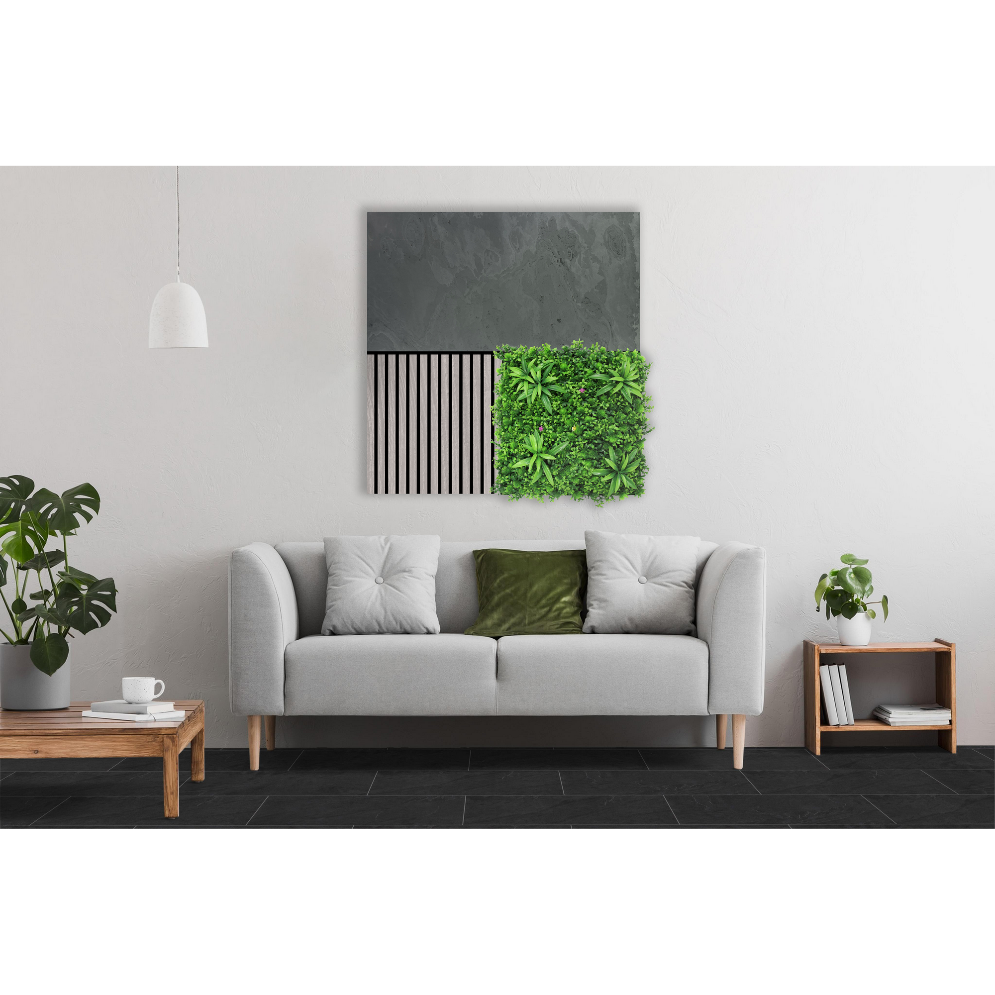 Wandpaneel 'Modular Wall 11302B Black Slate Stone' grau 52 x 104 cm