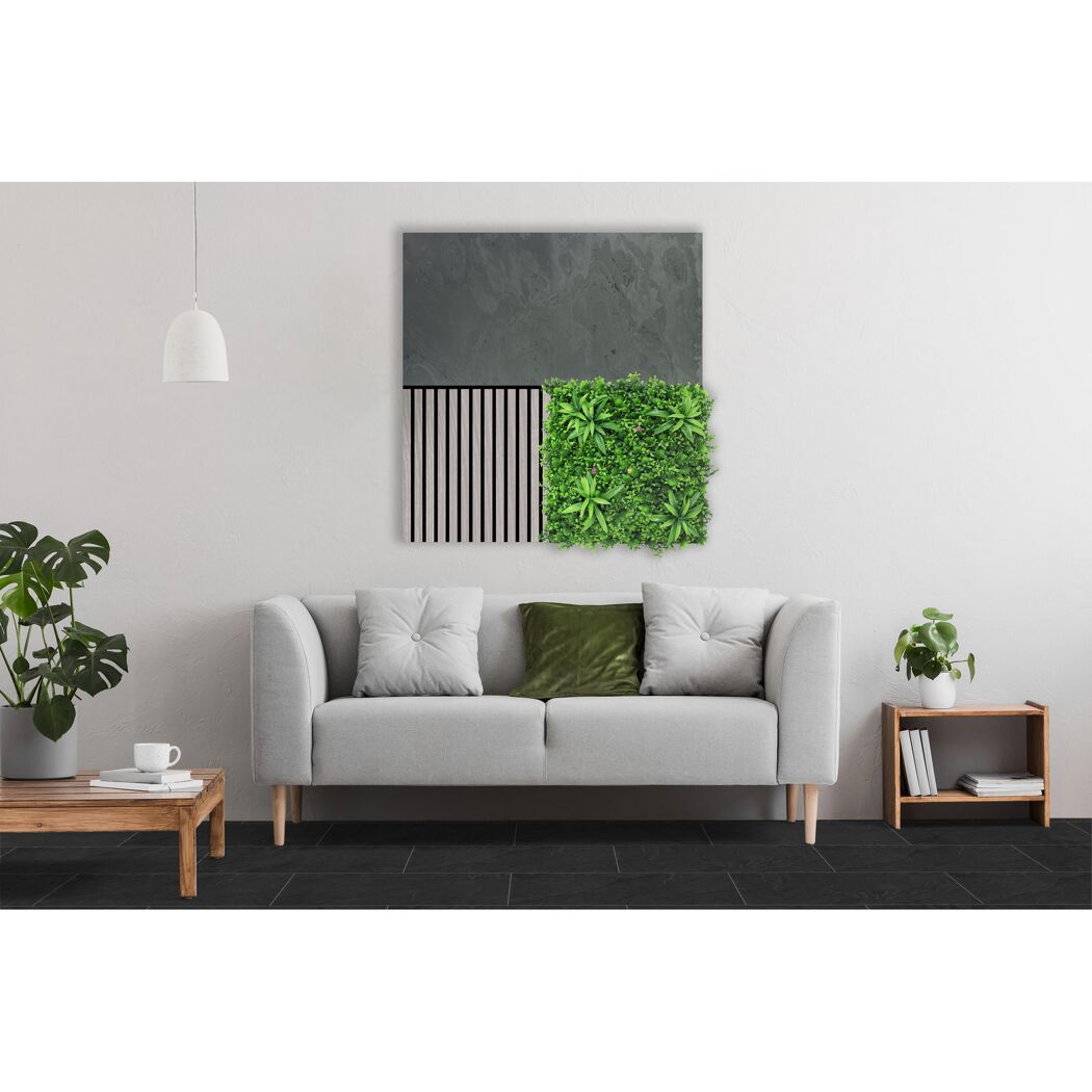 Wandpaneel 'Modular Wall 11302B Black Slate Stone' grau 52 x 104 cm