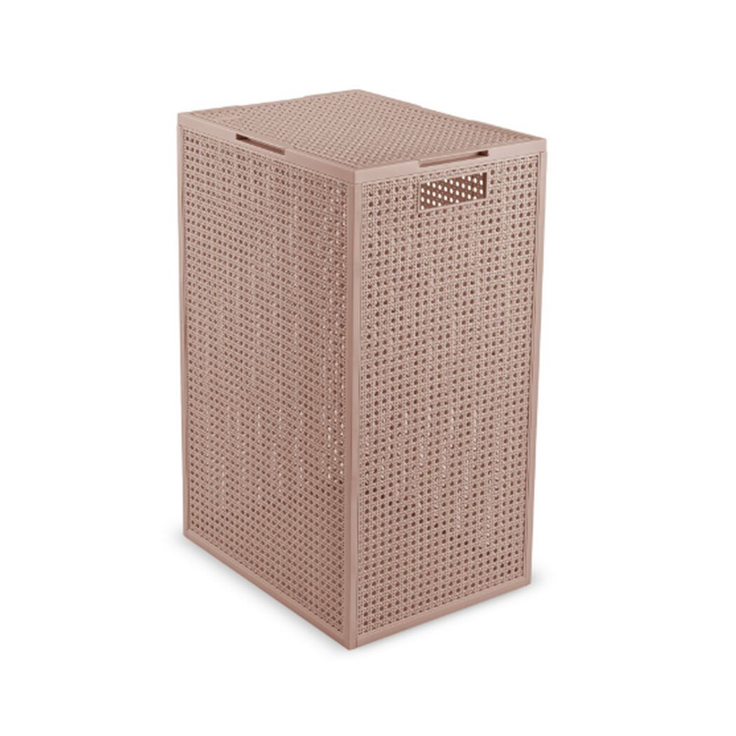 Wäschebox 'Kaya' altrosa in Rattan-Optik.