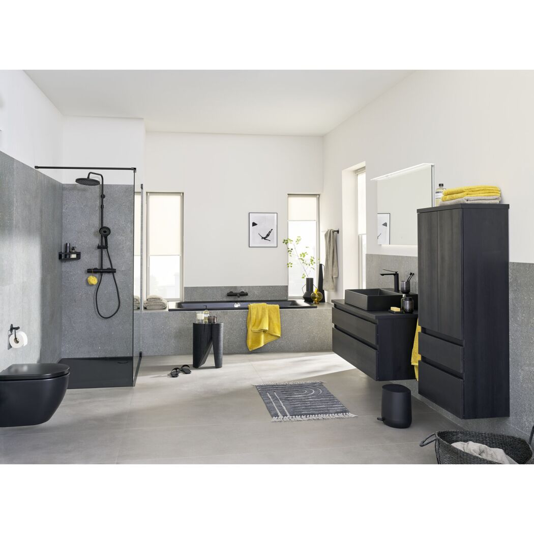 Duschsystem 'Glaia' mit Thermostat mattschwarz