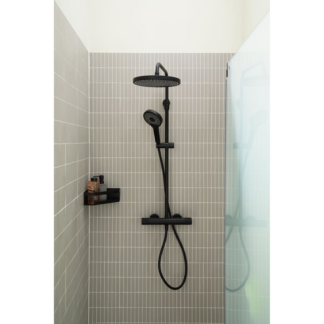 Duschsystem 'Glaia' mit Thermostat mattschwarz