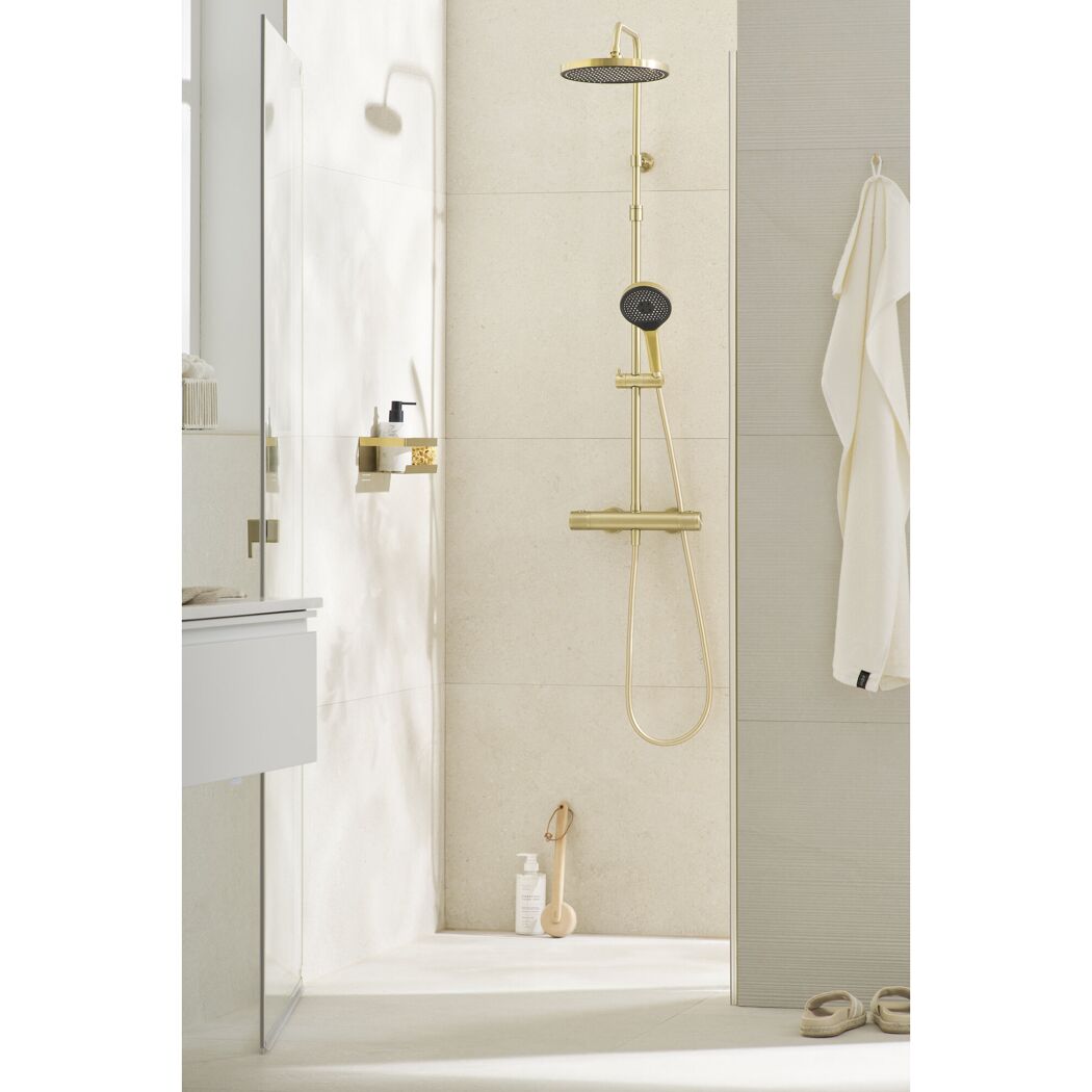 Duschsystem 'Glaia' mit Thermostat mattgold