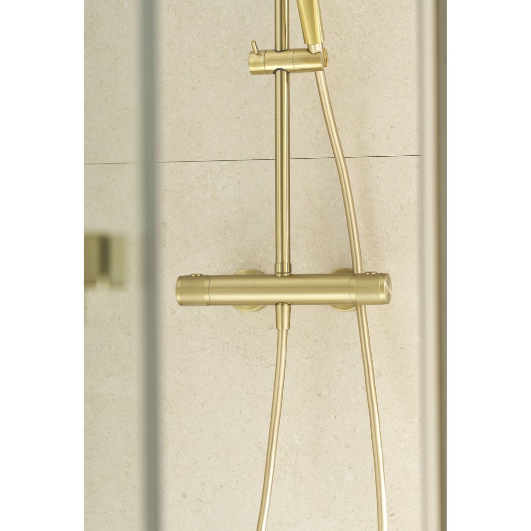 Duschsystem 'Glaia' mit Thermostat mattgold