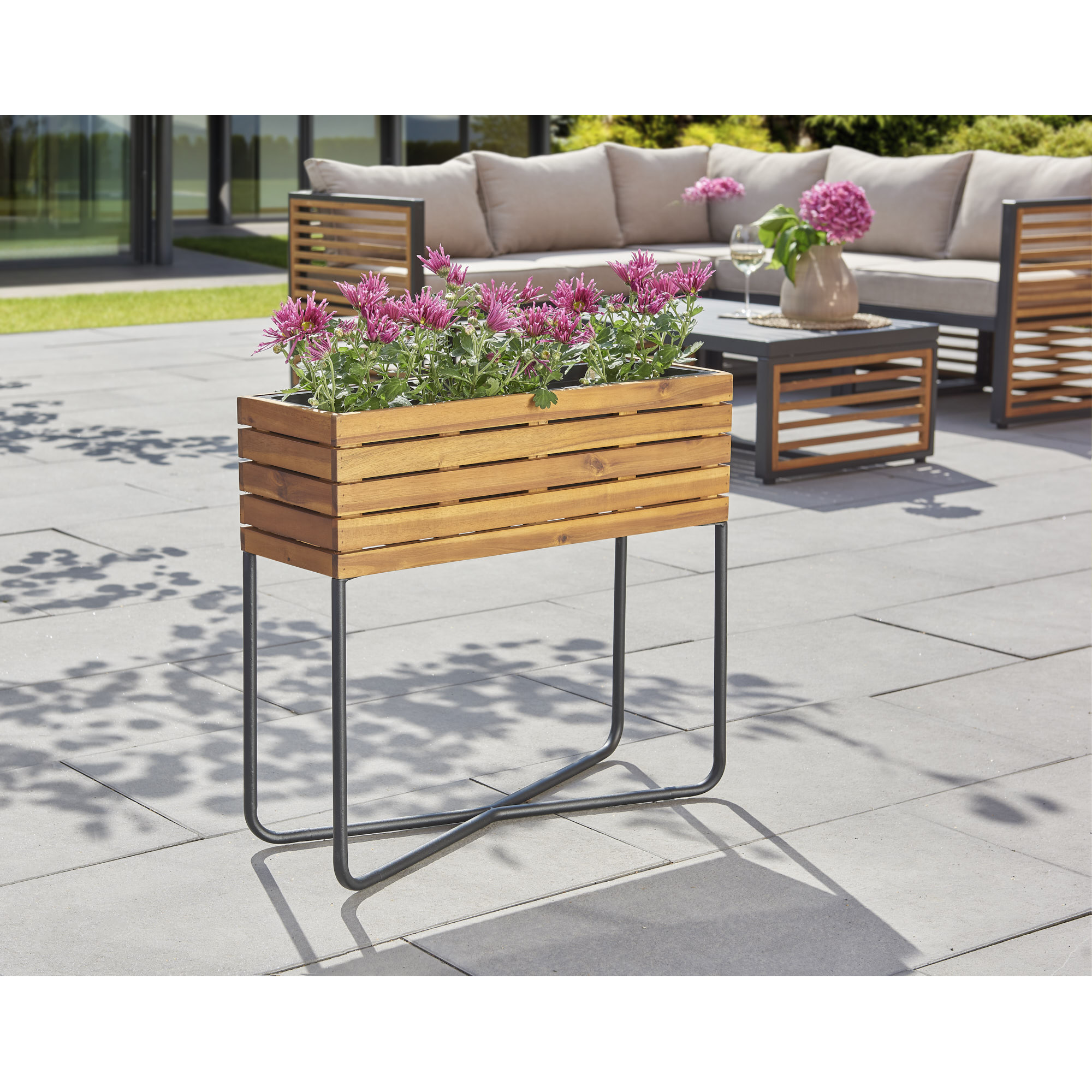 Pflanzgefäß 'Livia' Holz/Stahl 62 x 60 x 22 cm