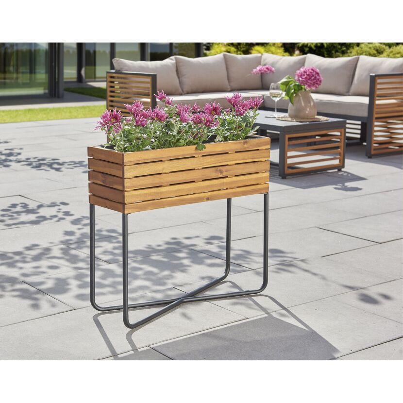 Pflanzgefäß 'Livia' Holz/Stahl 62 x 60 x 22 cm