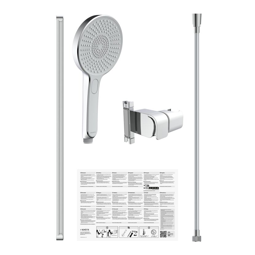 Stangenbrause-Set 'Karibik' chromfarben/hellgrau 78 cm, 3 Strahlarten