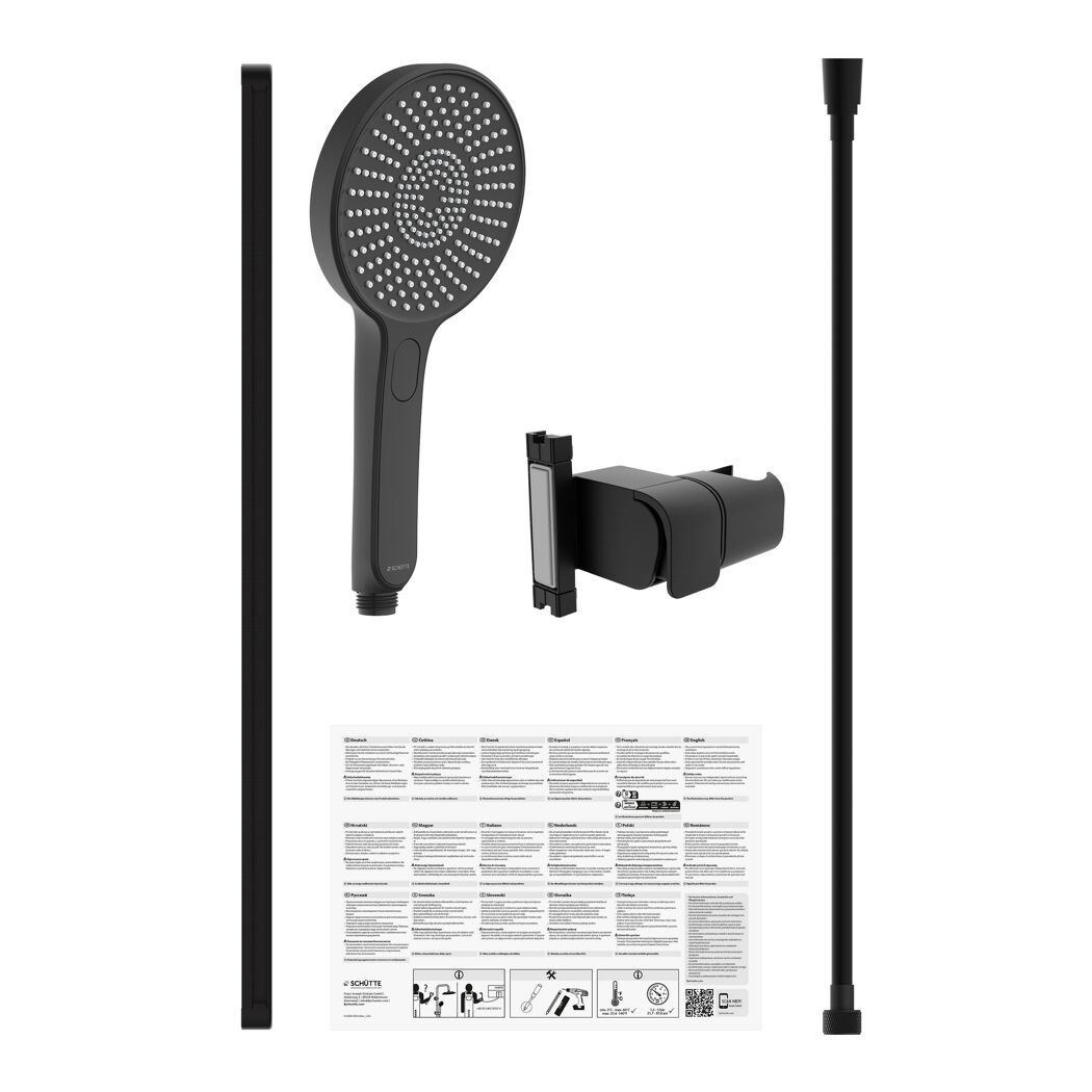 Stangenbrause-Set 'Karibik' schwarz matt 78 cm, 3 Strahlarten