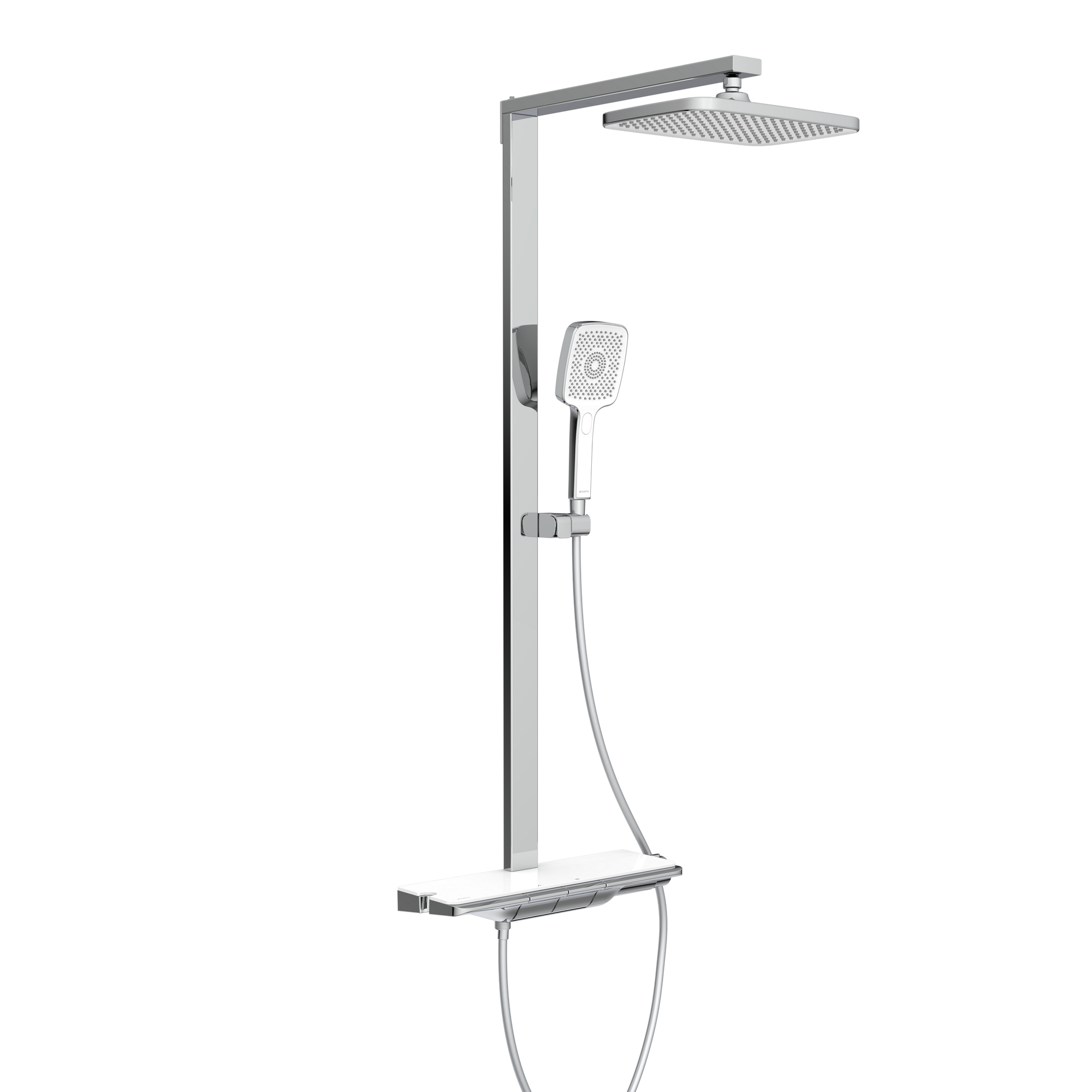 Überkopfbrause-Set 'Hawaii' chrom/weiß Thermostatarmatur und Ablage, 110 cm