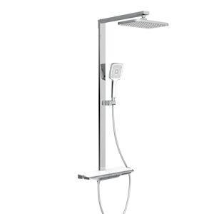 Überkopfbrause-Set 'Hawaii' chrom/weiß Thermostatarmatur und Ablage, 110 cm