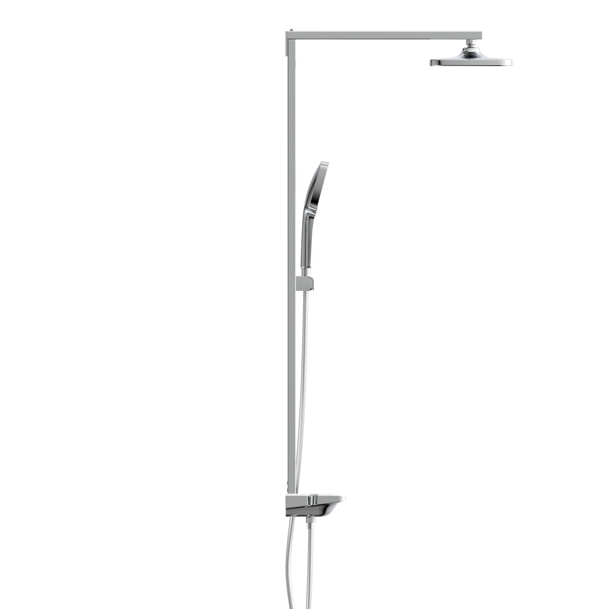 Überkopfbrause-Set 'Hawaii' chrom/weiß Thermostatarmatur und Ablage, 110 cm