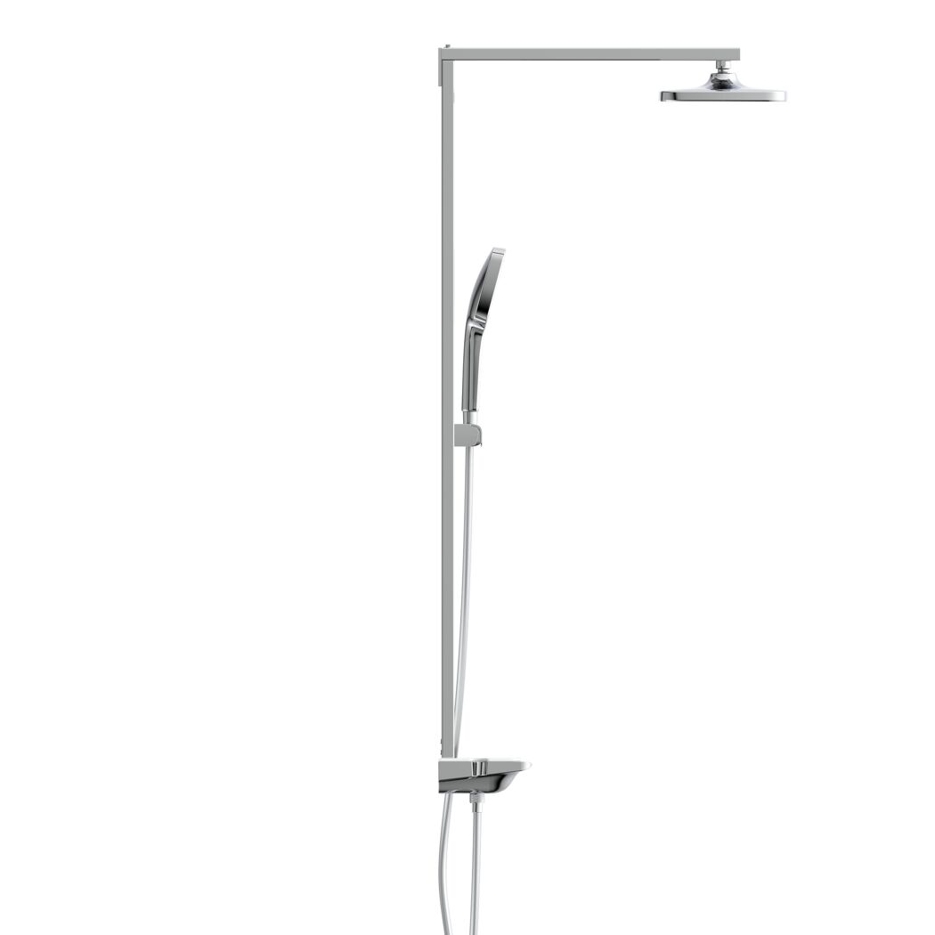 Überkopfbrause-Set 'Hawaii' chrom/weiß Thermostatarmatur und Ablage, 110 cm