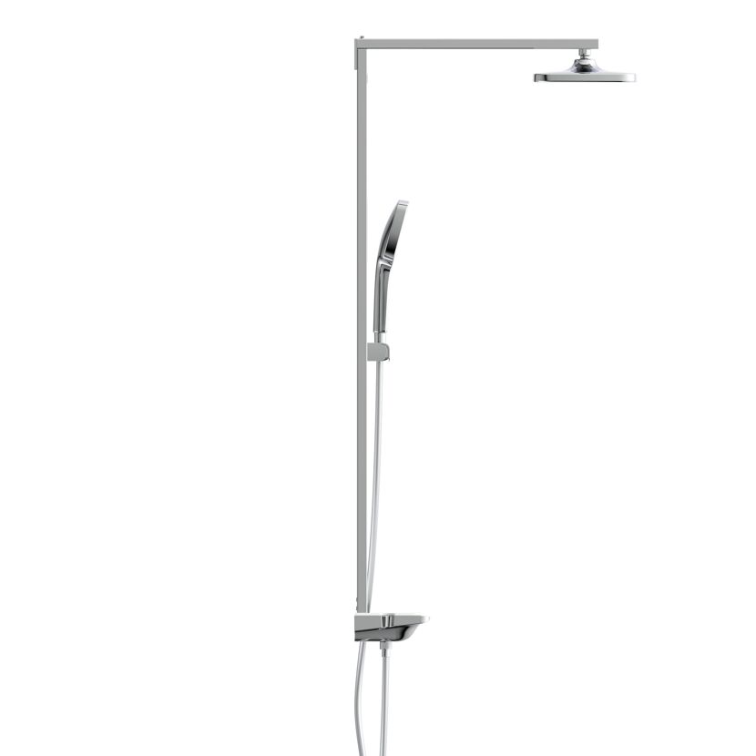 Überkopfbrause-Set 'Hawaii' chrom/weiß Thermostatarmatur und Ablage, 110 cm