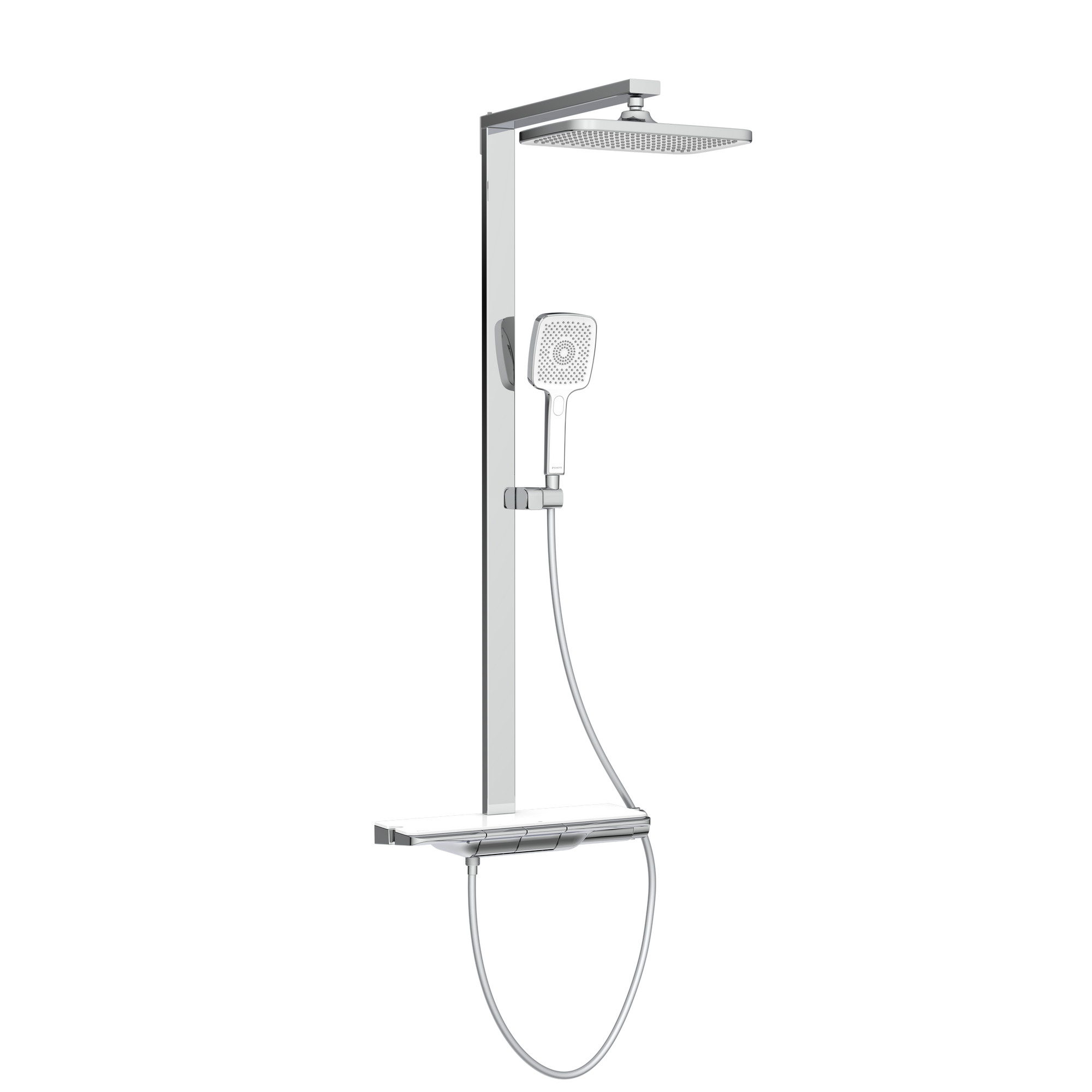 Überkopfbrause-Set 'Hawaii' chrom/weiß Thermostatarmatur und Ablage, 110 cm
