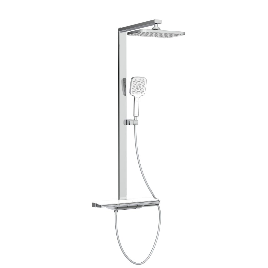 Überkopfbrause-Set 'Hawaii' chrom/weiß Thermostatarmatur und Ablage, 110 cm