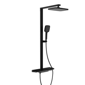 Überkopfbrause-Set 'Hawaii' schwarz matt Thermostatarmatur und Ablage, 110 cm