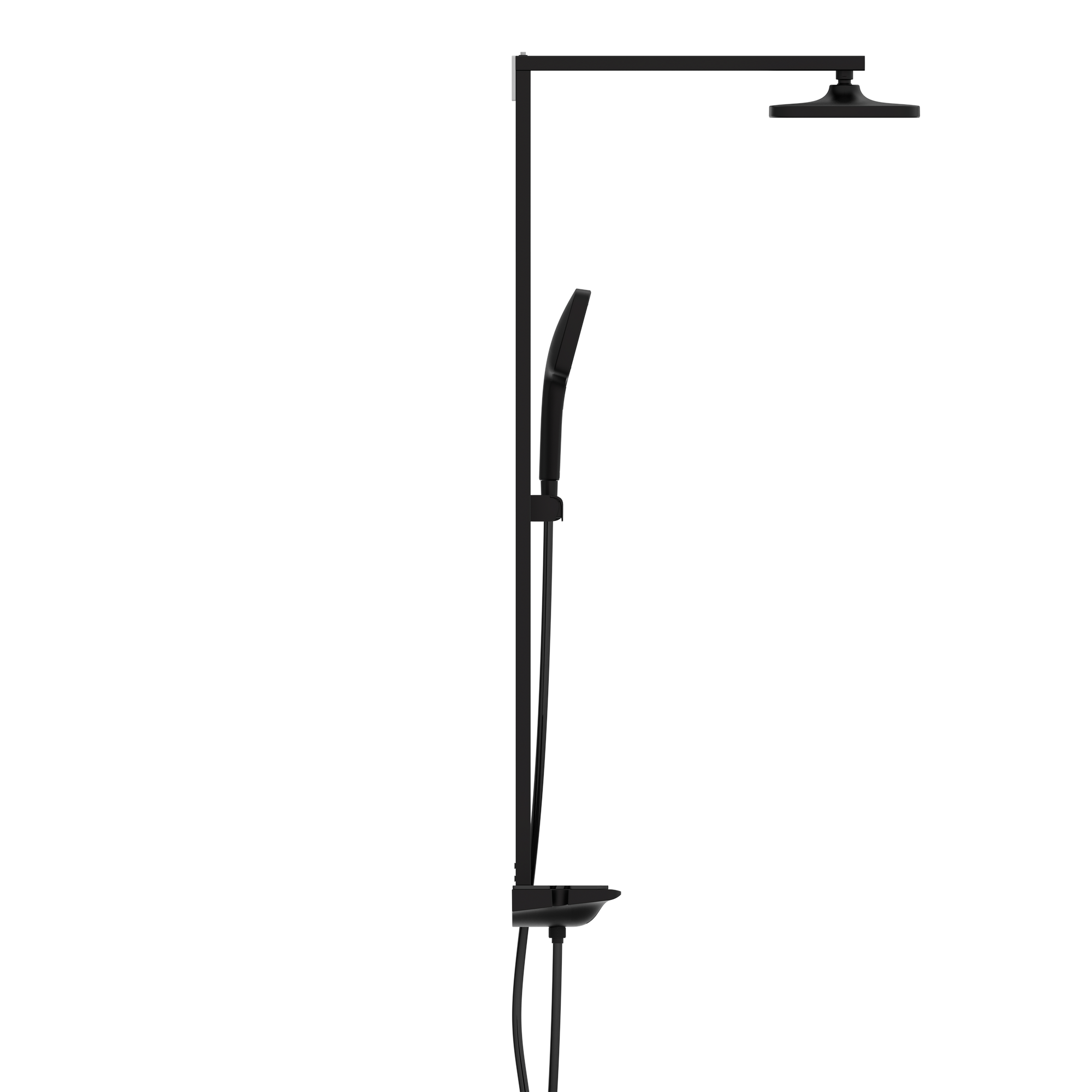 Überkopfbrause-Set 'Hawaii' schwarz matt Thermostatarmatur und Ablage, 110 cm