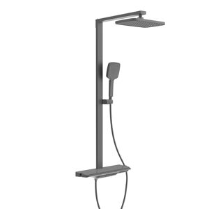 Überkopfbrause-Set 'Hawaii' graphit matt Thermostatarmatur und Ablage, 110 cm